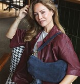 Chabo Suede Bobby Banana Bag, Navy Blue