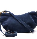 Chabo Suede Bobby Banana Bag, Navy Blue