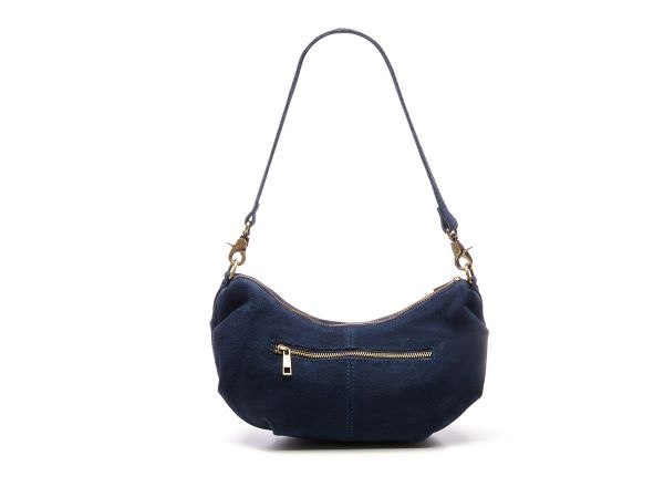 Chabo Suede Bobby Banana Bag, Navy Blue