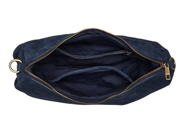 Chabo Suede Bobby Banana Bag, Navy Blue