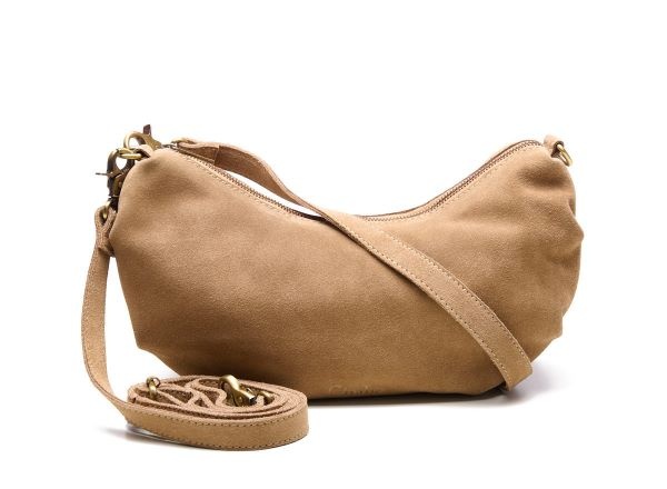 Chabo Suede Bobby Banana Bag, Sand