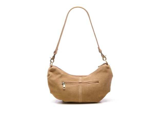 Chabo Suede Bobby Banana Bag, Sand