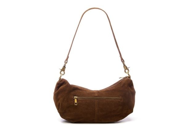 Chabo Suede Bobby Banana Bag,  Cacao
