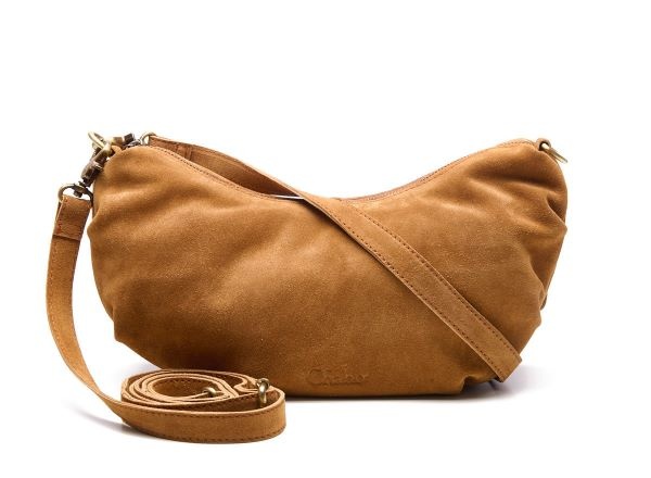 Chabo Suede Bobby Banana Bag,  Light Cognac