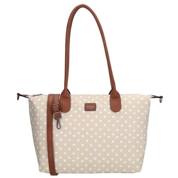 CHARM LONDON BAGS  Buckingham Shopper - 1289 Dots wit op taupe
