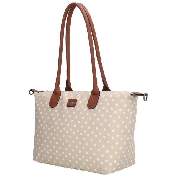 CHARM LONDON BAGS  Buckingham Shopper - 1289 Dots wit op taupe