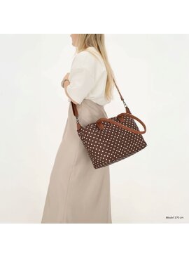 CHARM LONDON BAGS Buckingham Shopper - 1289 Dots wit op donker bruin