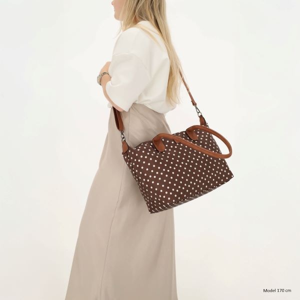 CHARM LONDON BAGS  Buckingham Shopper - 1289 Dots wit op donker bruin