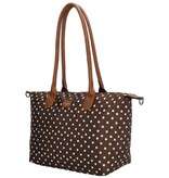 CHARM LONDON BAGS  Buckingham Shopper - 1289 Dots wit op donker bruin