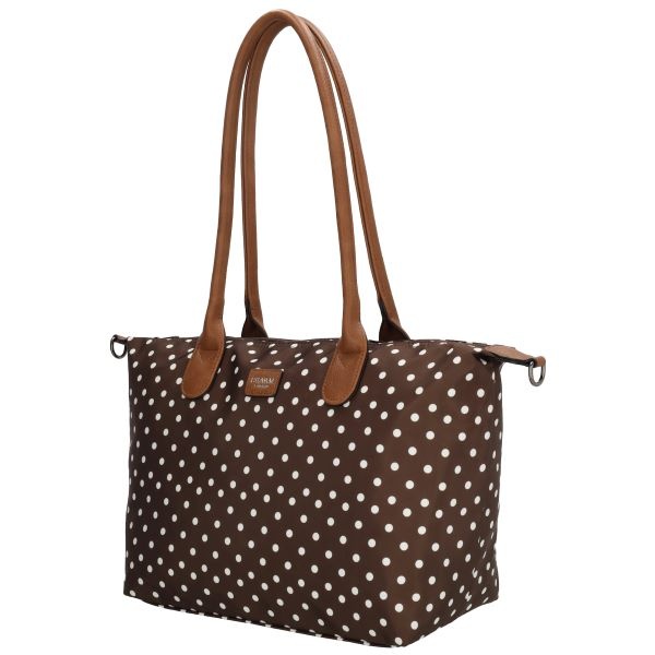 CHARM LONDON BAGS  Buckingham Shopper - 1289 Dots wit op donker bruin