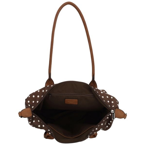 CHARM LONDON BAGS  Buckingham Shopper - 1289 Dots wit op donker bruin