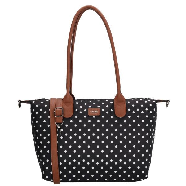 CHARM LONDON BAGS  Buckingham Shopper - 1289 Dots zwart wit