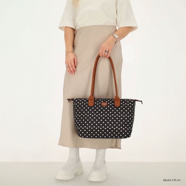 CHARM LONDON BAGS  Buckingham Shopper - 1289 Dots zwart wit