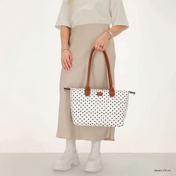 CHARM LONDON BAGS  Buckingham Shopper - 1289 Dots wit zwart