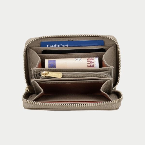 LouLou Petit Emilie Kleine leren RFID portemonnee Soft Sepia