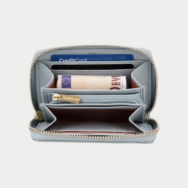LouLou Petit Emilie Kleine leren RFID portemonnee Blue Aura
