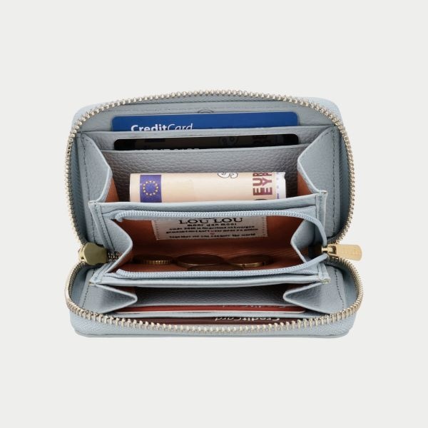 LouLou Petit Emilie Kleine leren RFID portemonnee Blue Aura