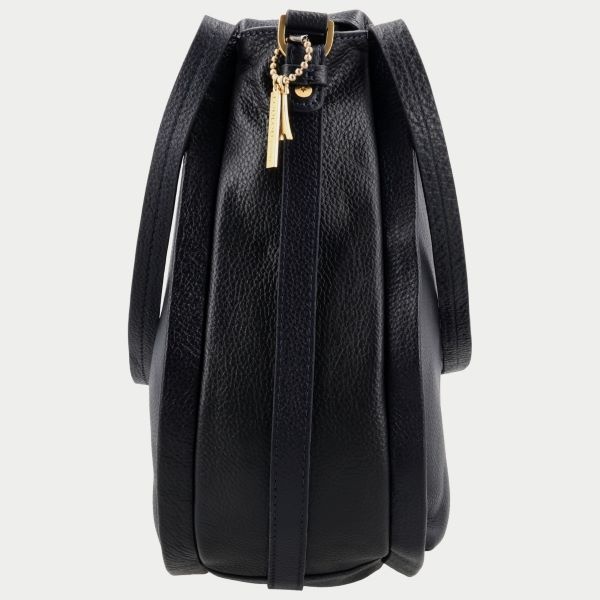 LouLou LOU L Dark Blue– leren shopper met RFID en gouden details