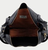 LouLou LOU L Dark Blue– leren shopper met RFID en gouden details