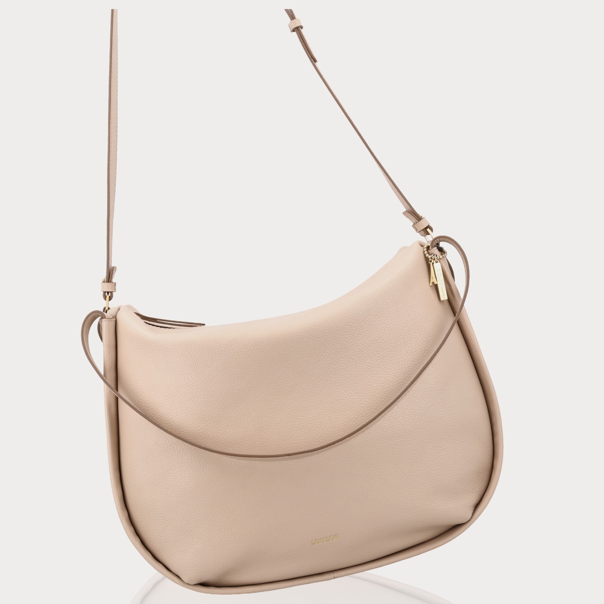 LouLou LOU L Cashmere– leren shopper met RFID en gouden details