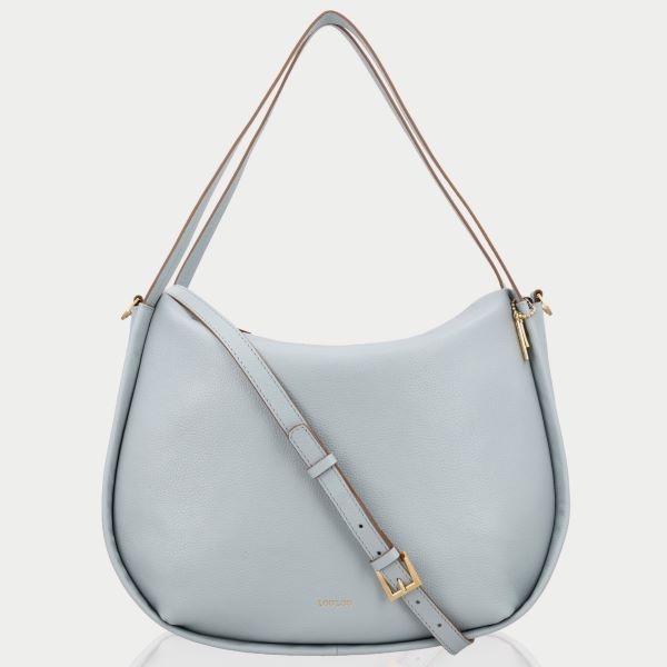 LouLou LOU L Blue Aura– leren shopper met RFID en gouden details