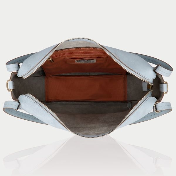 LouLou LOU L Blue Aura– leren shopper met RFID en gouden details