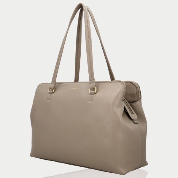 LouLou Laptop schoudertas OLIVIA Soft Sepia