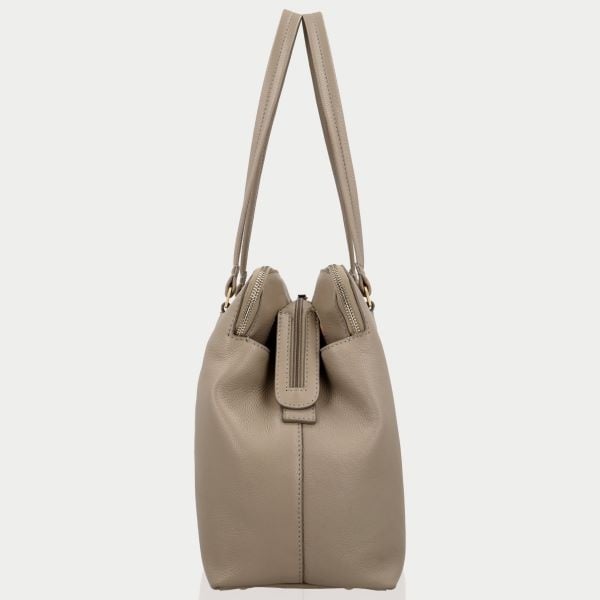LouLou Laptop schoudertas OLIVIA Soft Sepia