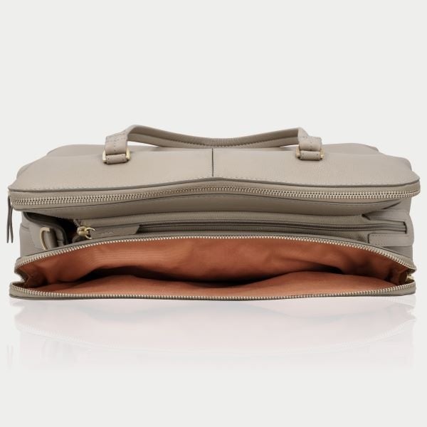 LouLou Laptop schoudertas OLIVIA Soft Sepia