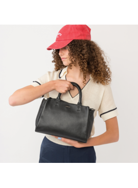 LouLou Dames leren schoudertas Vera Black