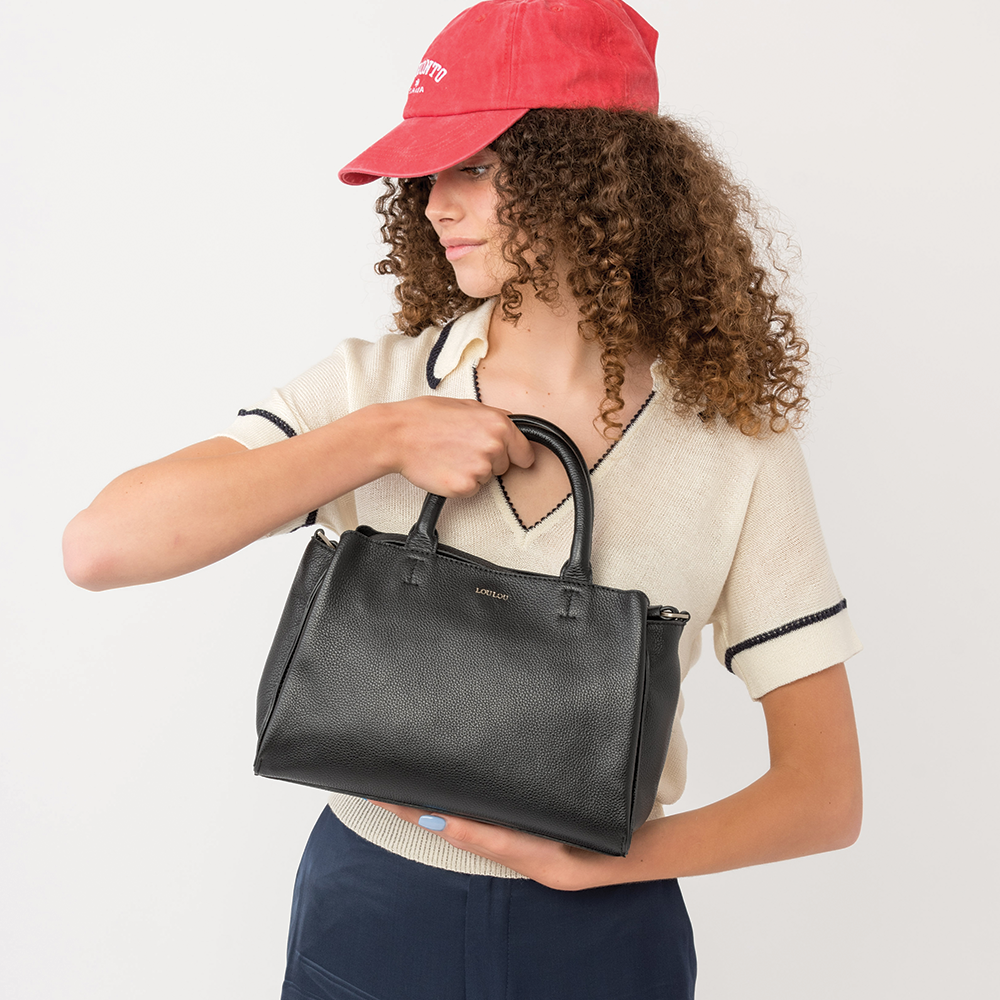 LouLou Dames leren schoudertas Vera Black