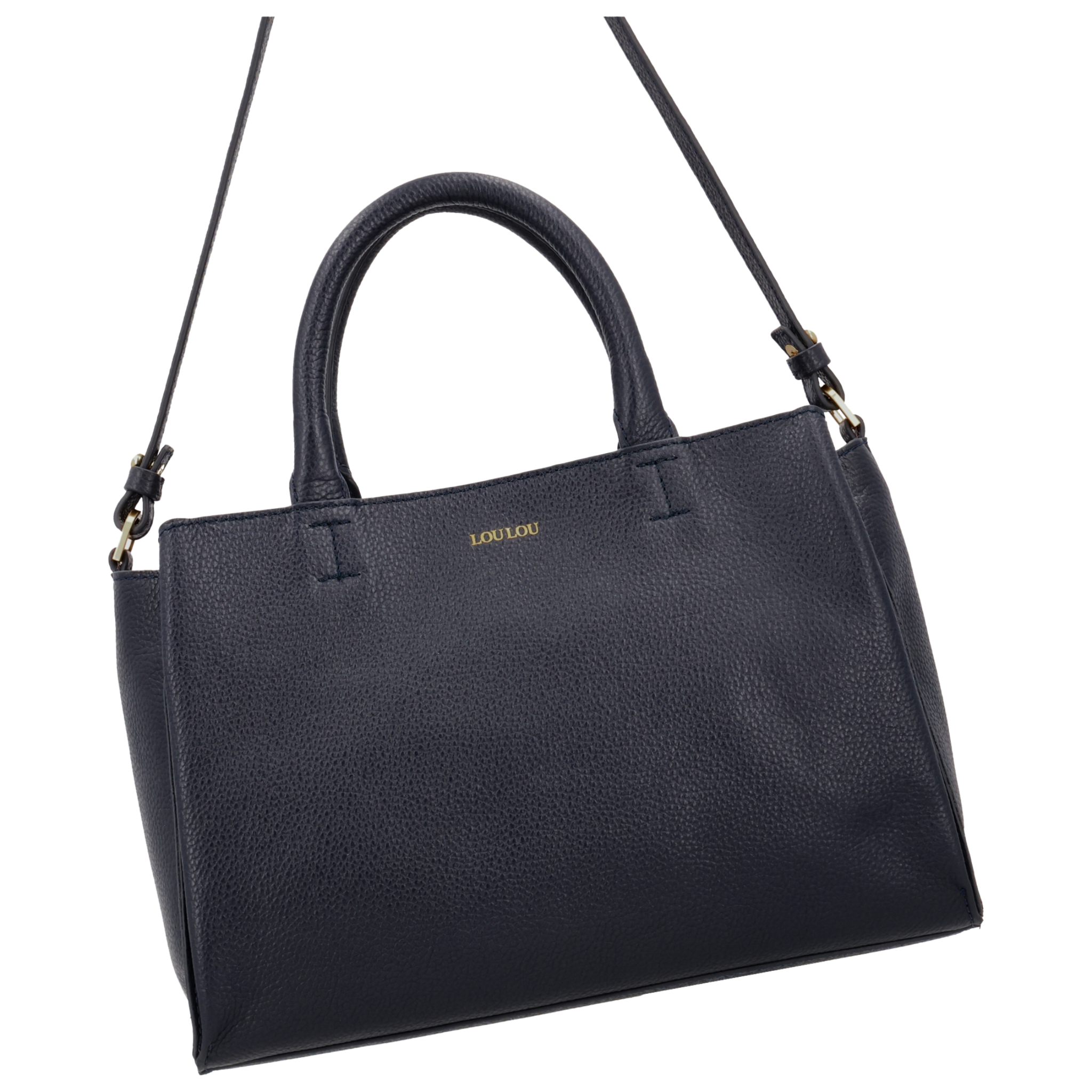 LouLou Dames leren schoudertas Vera Dark Blue