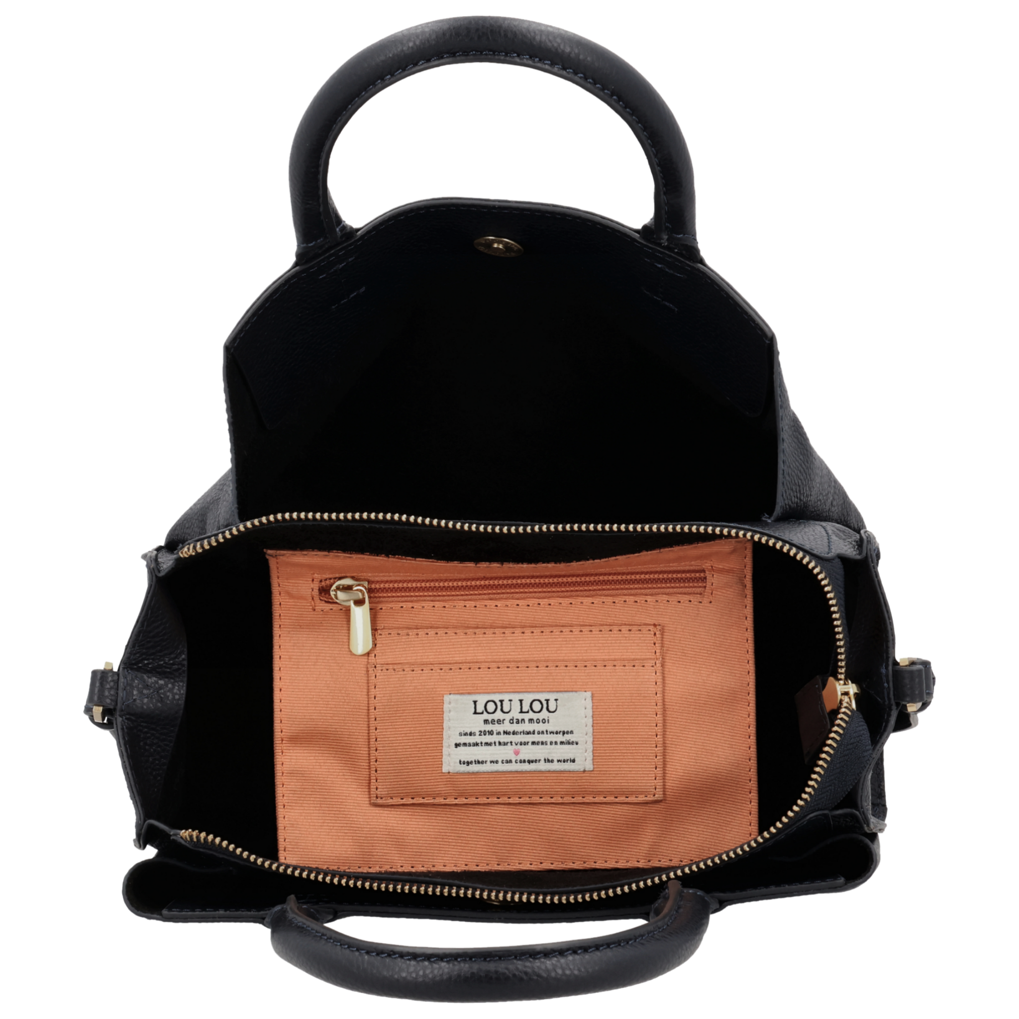 LouLou Dames leren schoudertas Vera Dark Blue