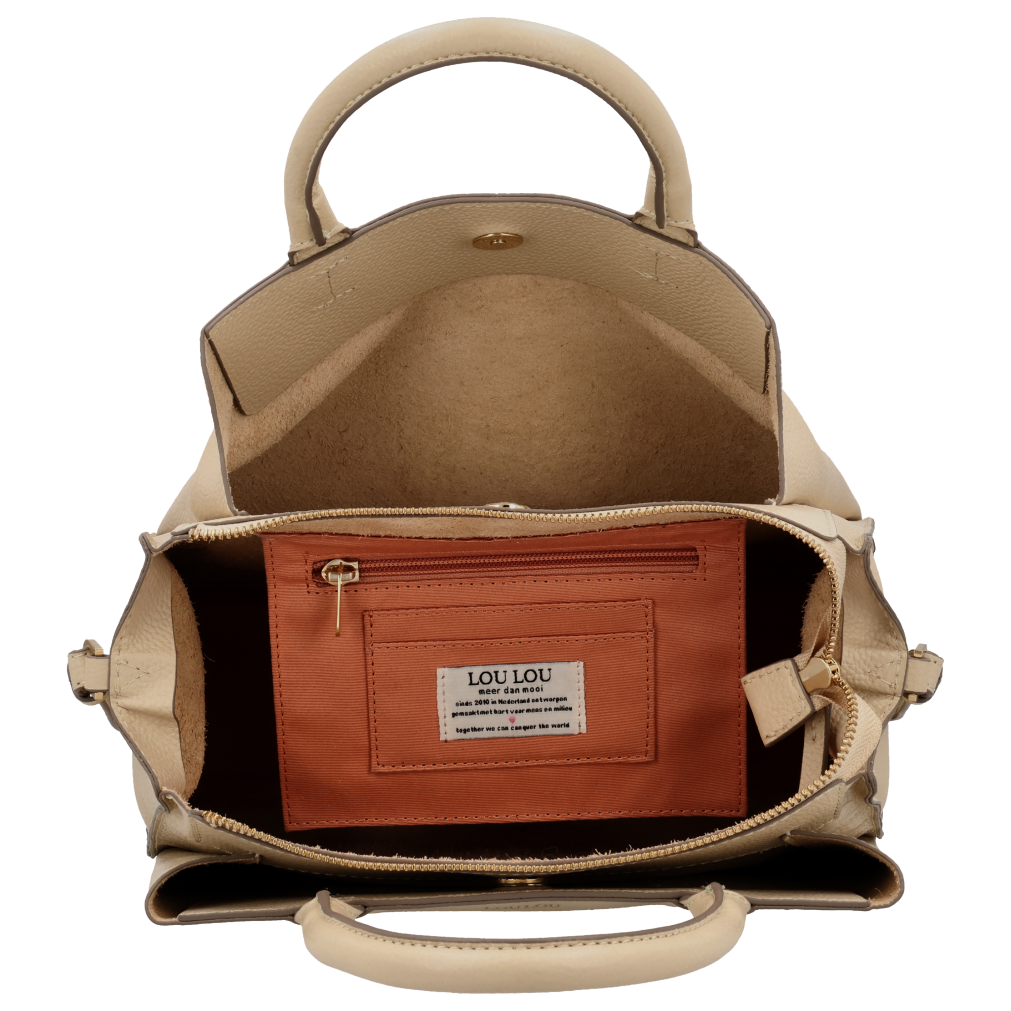 LouLou Dames leren schoudertas Vera Beige