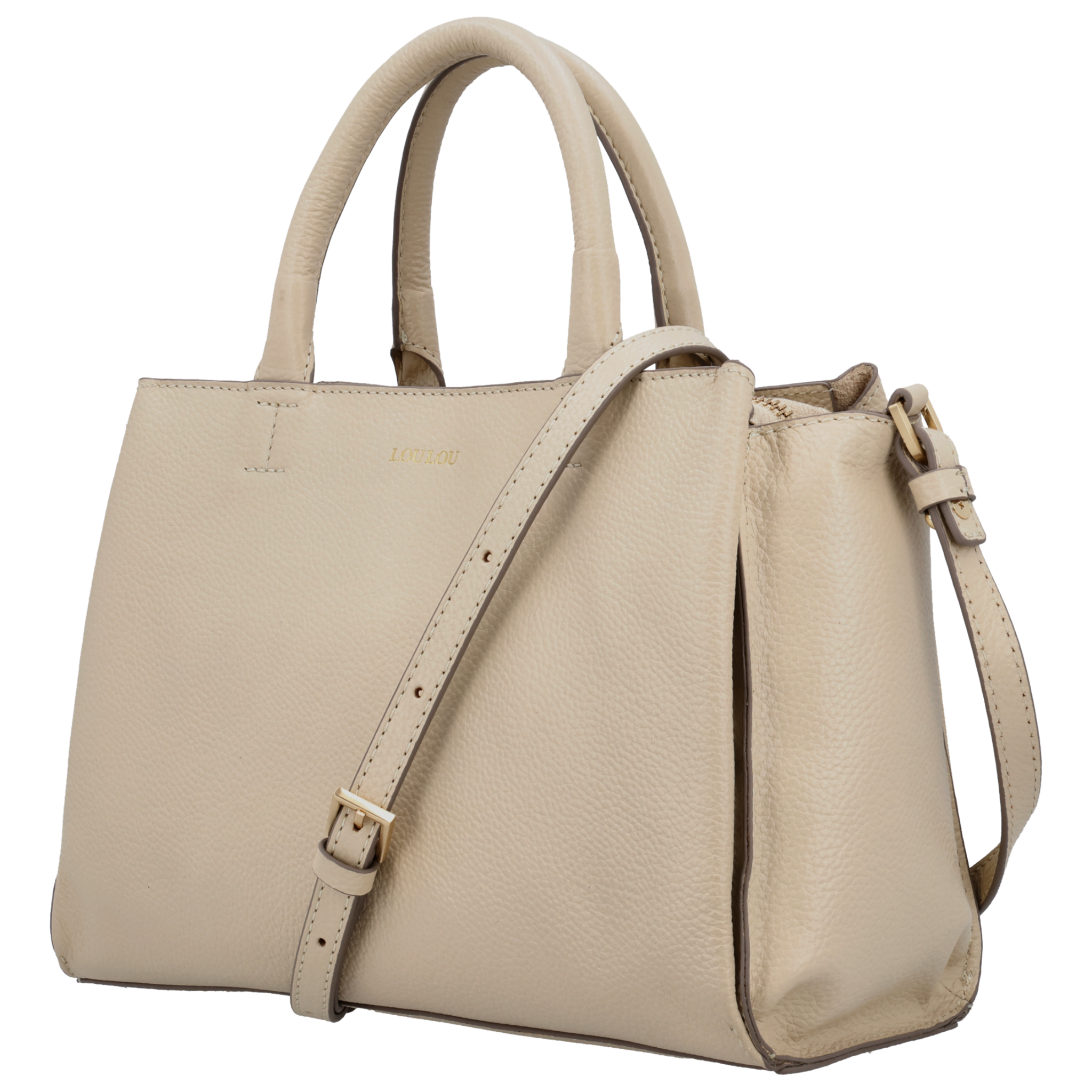 LouLou Dames leren schoudertas Vera Beige