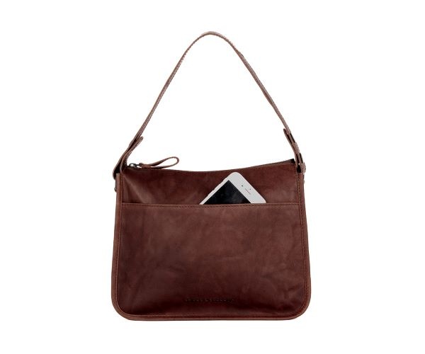Spikes and Sparrow Leren Schouder / Crossbodytas – Chanice Dark Brown