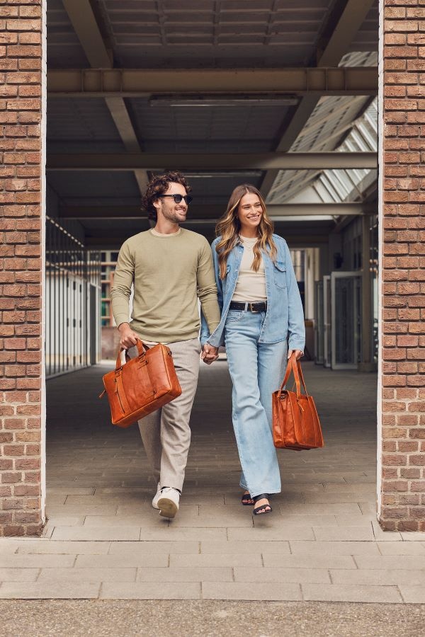 Spikes and Sparrow Leren Laptoptas – Dexter – Brandy Cognac