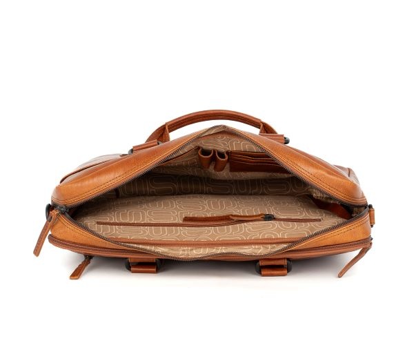 Spikes and Sparrow Leren Laptoptas – Dexter – Brandy Cognac