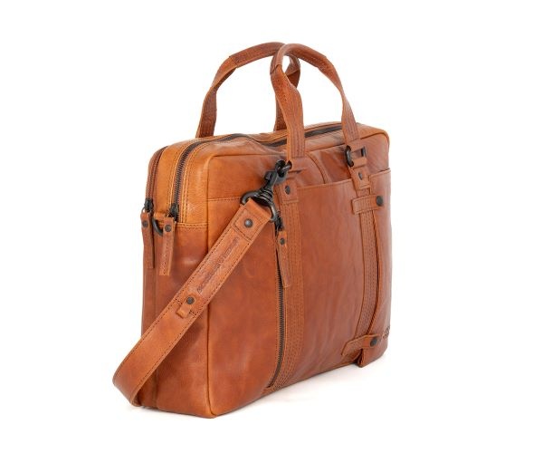 Spikes and Sparrow Leren Laptoptas – Dexter – Brandy Cognac