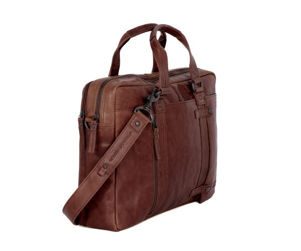 Spikes and Sparrow Leren Laptoptas – Dexter – Brandy Dark Brown