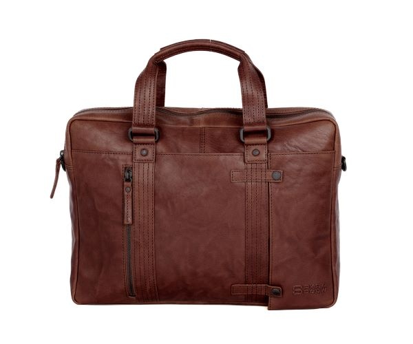 Spikes and Sparrow Leren Laptoptas – Dexter – Brandy Dark Brown