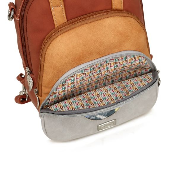 Hi Di Hi Eggy Hand-/schoudertas / rugzak Grey-Orange-Red