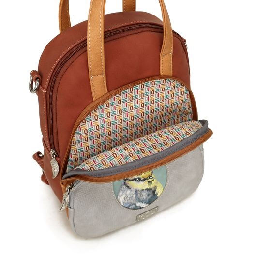 Hi Di Hi Eggy Hand-/schoudertas / rugzak Grey-Orange-Red