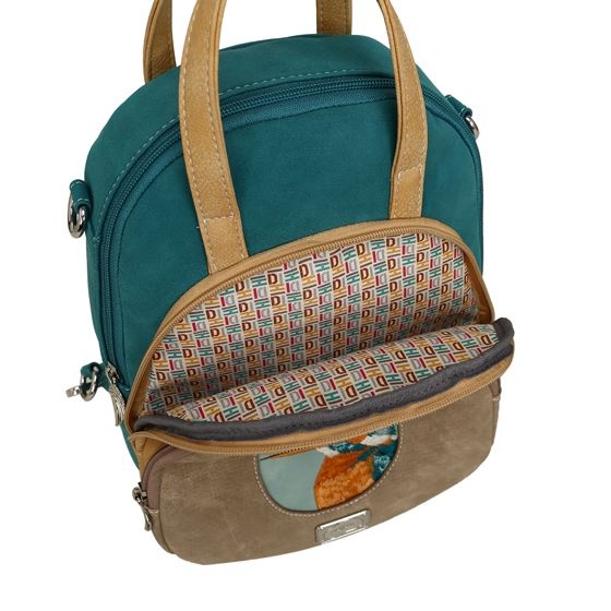 Hi Di Hi Eggy Hand-/schoudertas / rugzak Beige-Peach-Petrol