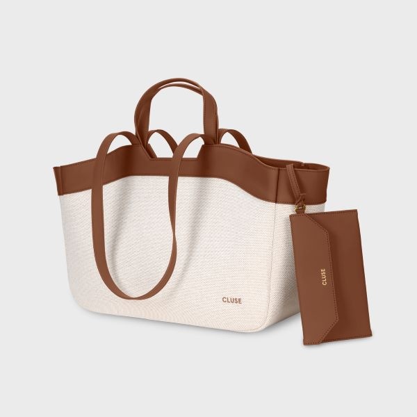 CLUSE Tote Bag, Beige. Brown Colour  CX15402