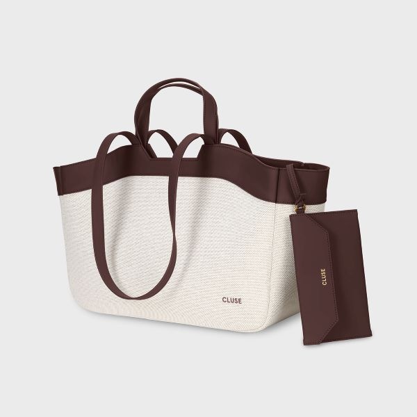 CLUSE Tote Bag, Beige. Dark Brown Colour  CX15404