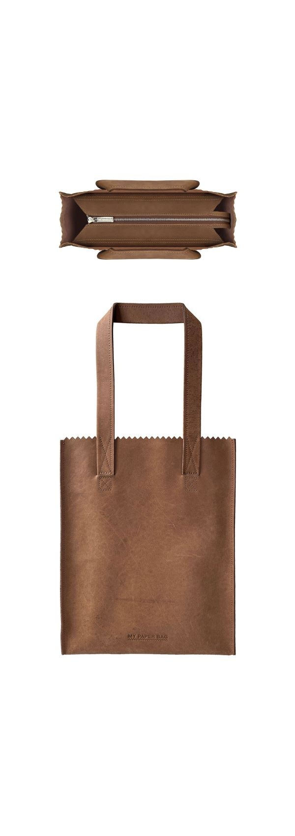MY PAPER BAG Shoulderbag long handles Hazel Brown