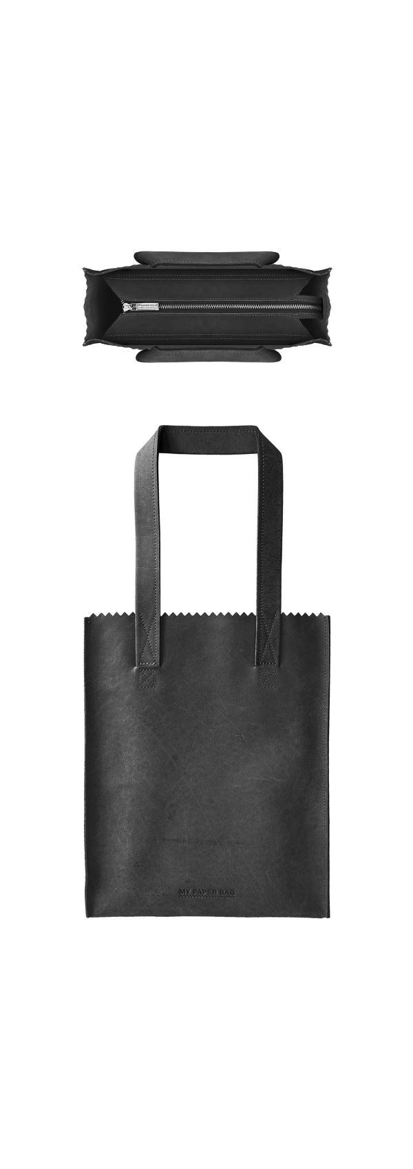 MY PAPER BAG Shoulderbag long handles Vintage Black