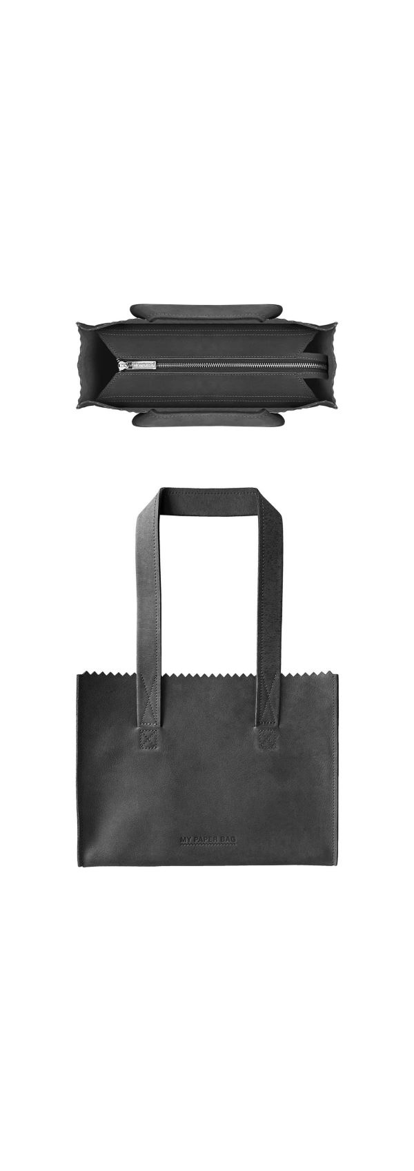 MY PAPER BAG Handbag Long Handles  Vintage Black