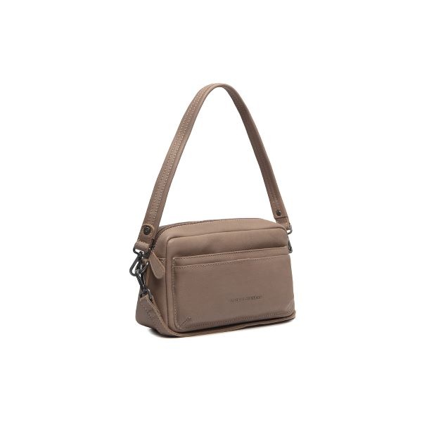 Chesterfield Leren schoudertas Taupe  Liora